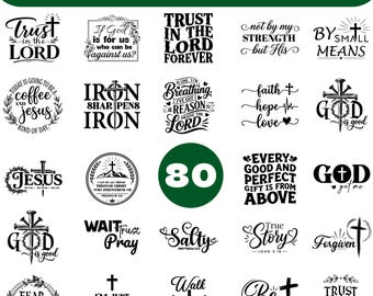 Christian SVG Bundle 80 modèles, foi citations SVG, verset de la Bible SVG, svg de Jésus, svg religieux,
