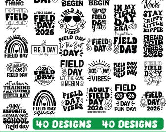 Pakiet Field Day SVG 2026, Szkolny Field Day SVG, Projekt koszulki Field Day, Nauczyciel SVG, Uczeń SVG, Pakiet 40 Field Day SVG 2026.
