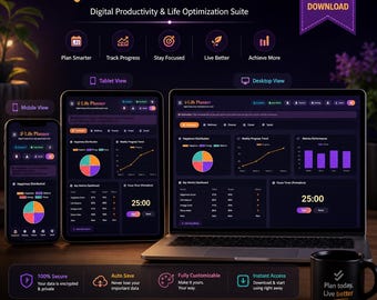 Digital Life Planner Dashboard, ADHD Organizer, 2026 Daily Planner, Web App