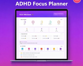 ADHD Focus Planner 2026 | Neurodivergent Productivity System (Digital)