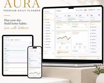 AURA 2026 Digital Planner | Luxury Dark Mode Web Planner, Finance Tracker Journal