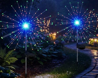 Solar Firework Lights | Outdoor Garden LED Dandelion Lights | Waterproof Patio Lawn Fairy Landscape Lighting