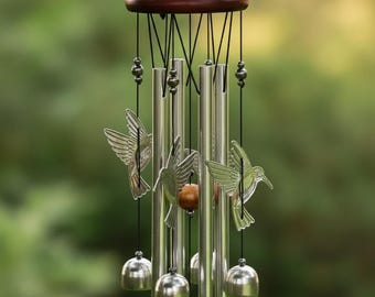 Hummingbird Wind Chimes | Indoor Outdoor Decor | Metal Garden Hanging Decor | 65 CM