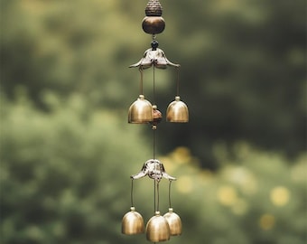 Wind Chime | Brass Bells Hanging Decor | Bohemian Style Feng Shui Ornament | Outdoor Garden Decor | Spiritual Wall Hanging