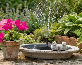 Mini Solar Water Fountain – Solar-Powered Bird Bath Pump | Floating Garden Pond Fountain with Nozzles for Outdoor Decor