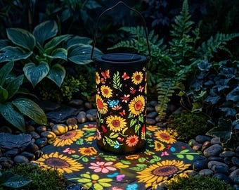 Colorful Sunflower Solar Lantern | Metal Garden Decor | Waterproof Hanging Light Gifts