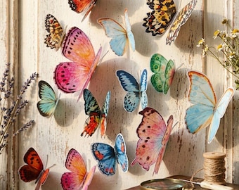 Watercolor Butterfly Wall Art | 36 Pack Hanging PVC Butterflies | Weddings, Parties & Baby Showers