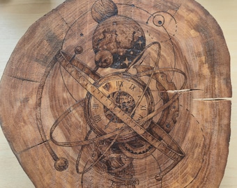 Reloj de pirograbado en madera: Reloj de constelación