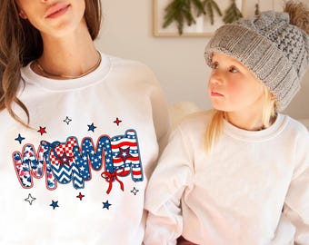 Koszulka „American mom”, patriotyczna koszulka retro, z okazji 4 lipca