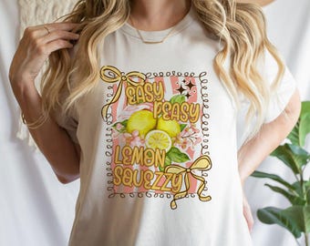 Lemon Squeezy Tee, Cute Fruit Graphic Shirt, For Summer Vibes