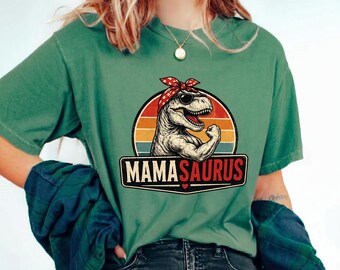 Mamasaurus Shirt, Retro T-Rex Mama T-Shirt, Mutterschaft Humor Grafik Shirt