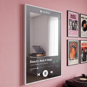 Espejo con reproductor de música Spotify personalizado, placa musical personalizada, arte mural acrílico, regalo único para amantes de la música.