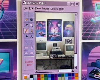 Retro Paint Program Mirror | Vintage Computer Art Wall Decor | Customizable 90s Aesthetic Plexiglass Mirror