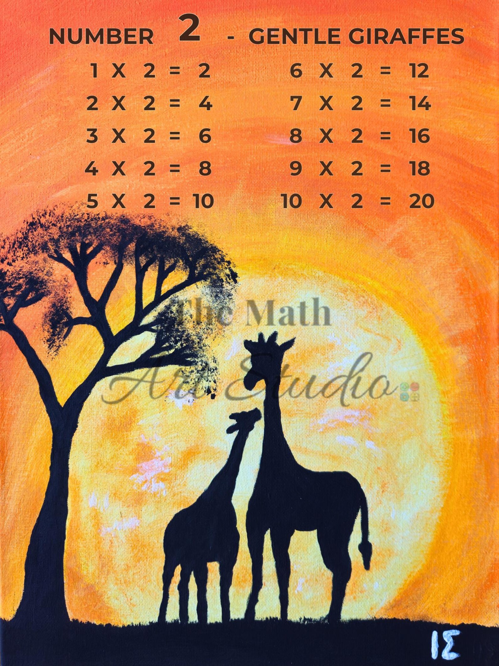 Numbers. Two Three Four Safari Math Poster of 3, Nursery Multiplication Bundle Number 2,3,4 ...