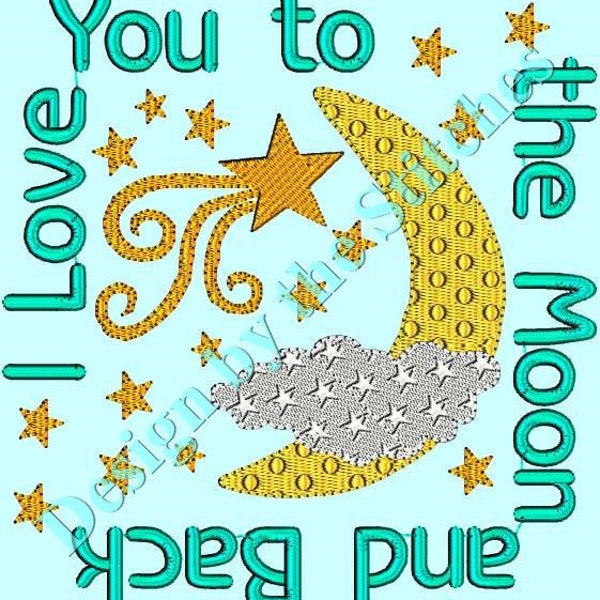 Moon Stars Shooting Star Love You to the Moon and Back Girl  Word Art INSTANT DOWNLOAD Embroidery Wordart Machine Embroidery Design