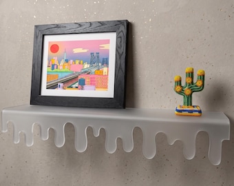24" Frosted Acrylic Drip Shelf | Modern and Minimal Home Decor | US Made