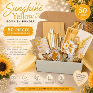 Sunshine Yellow Bokinspirerat Papperspaket | 50+ Gula Dagboksprylar | Blind Dejt med Bokalternativ