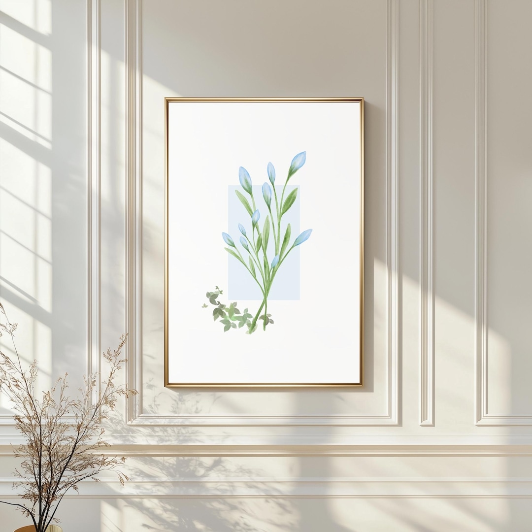 Set of 3 Minimalist Botanical Wall Art (digital Download), Blue ...