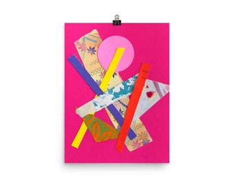 Art Poster/Pink Art/Gelato Poster/Colorful Art/Wall Decor/Abstract Art/Pink and Yellow Art/Collage Art/Unique Art/Art Prints/Unframed Art