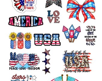 4th of July FULL SHEET Stickers- Independence, Scrapbooking, Patriotic, Crafts, Decorative, Holiday