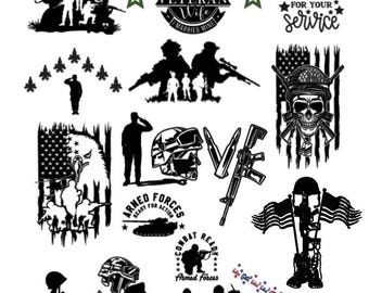 Military Stickers Full Sheets – Patriotic Army, Air Force, Marines, Navy Decals