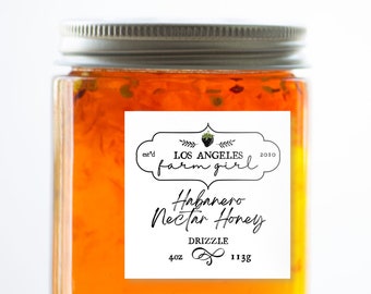 Habanero Nectar Honey - Vegan Jams & Jellies For Rustic Farm Country Barn Cottage Chic Ranch Boho Party Favors L.A. FARM GIRL