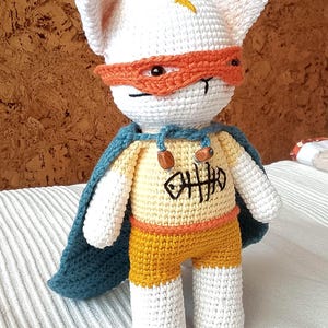 Amigurumi SuperCat. Handmade crochet doll.