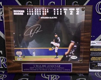 Ubaldo Jimenez Colorado Rockies 8x10 Signed Protected Photo & Plaque w/ JSA