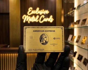 Benutzerdefinierte Amex Gold Card Replik, gravierte Edelstahl-Metallkarte, Neuheits-Design