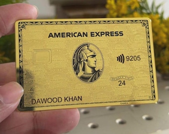 Benutzerdefinierte Amex Gold Card Replik, gravierte Edelstahl-Metallkarte, Neuheits-Design