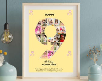 Number Photo Collage – Berry First Birthday Keepsake (A2 Frame Digital Download)