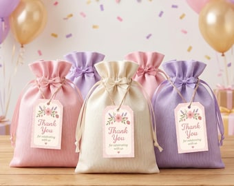 Printable Thank You Tags Birthday Favor Wildflower Strawberry Coquette Party Cottagecore Celebration Editable Template Instant Download Pink