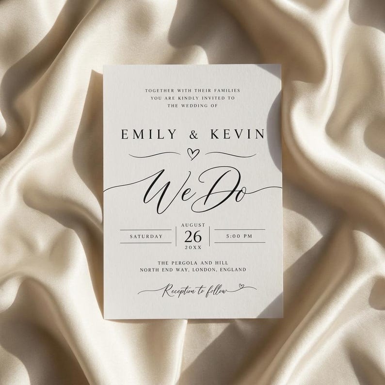 Minimalist Wedding Invitation Template, Minimalist We Do Script Invite Minimalist Wedding Invitation Template, Minimalist We Do Script Invite