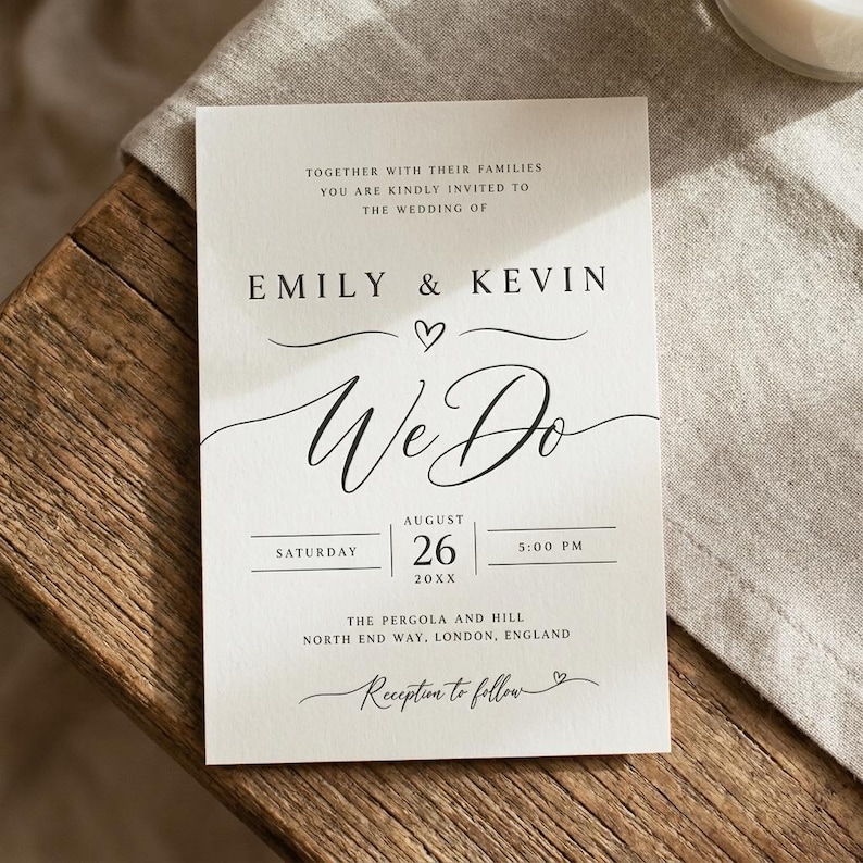 Minimalist Wedding Invitation Template, Minimalist We Do Script Invite Minimalist Wedding Invitation Template, Minimalist We Do Script Invite