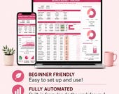 50/30/20 Budget Tracker | Google Sheets Spreadsheet | Aesthetic Pink Monthly Planner | Paycheck Finance Template | Digital Download