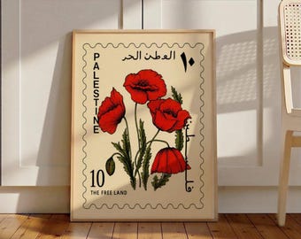 Palästina Mohn Blume Wand Kunst Botanische Arabische Poster Free Palästina Wohnkultur Geschenk Druck