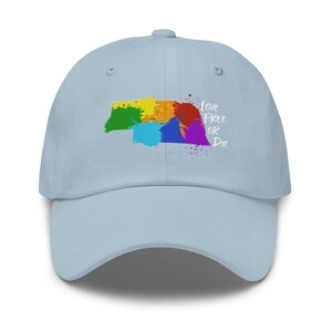 Nebraska Pride Dad Hat – Rainbow Splatter Map, Love Free Or Die