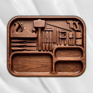 Taca warsztatowa Carpenter Valet Tray 3D Relief STL | Narzędzia stolarskie Rzeźbienie w drewnie | Frezarka CNC Plik cyfrowy | Organizer na biurko | Taca kuchenna