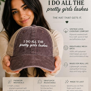 Gorra Snapback para Técnicas de Pestañas / Gorra para Artistas de Pestañas / Gorra para Esteticistas / Regalo para Dueñas de Negocios de Belleza / Snapback Vintage / Gorra para Chicas con Pestañas Bonitas