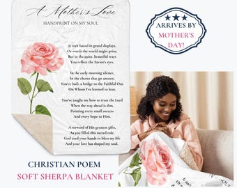 Christian Mother's Day Gift Sherpa Blanket, Faith Based Mom Poem Gift, Scripture Mothers Love Blanket, Cozy Religious Mom Gift, 50x60 60x80