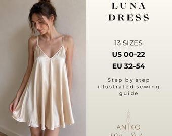 Mini Babydoll Dress Sewing Pattern: V-Neck Low Back (PDF Pattern)  Cami Dress Sewing Pattern Strappy Summer Sundress (PDF)