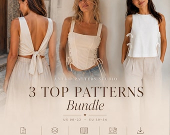 Tops Sewing Pattern Bundle: Beginner DIY Women's Top (PDF Pattern US 00-22)