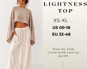 Lightness Top Sewing Pattern PDF, Boho Beach Cover Up Pattern, Flowy Bell Sleeve Top, Festival Top Sewing Pattern, Beginner PDF Pattern