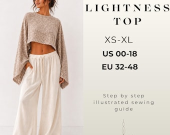 Lightness Top Sewing Pattern PDF, Boho Beach Cover Up Pattern, Flowy Bell Sleeve Top, Festival Top Sewing Pattern, Beginner PDF Pattern