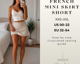 Mini Skort Sewing Pattern PDF, Built In Shorts Skirt Pattern, Low Rise Micro Mini Skirt, Y2K Skort PDF Pattern, Digital Download, US 00-22