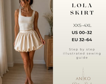 Puffball Skirt Sewing Pattern PDF, Bubble Mini Skirt Pattern, Y2K Micro Mini Sewing Pattern, Easy Beginner PDF, US 00–32