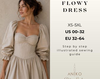 Corset dress pattern, graduation prom dress sewing pattern,summer dress pattern for women - PDF download, XS - XXXL
