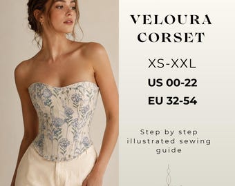 Floral Corset Sewing Pattern Pdf Xs-Xxl | Cottagecore Bustier Top | Victorian Inspired Corset Diy Download