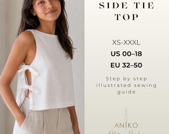 Side Tie Top Pattern | XS-XXXL | Instant Download | Simplified Digital PDF | Women's Crop Top | Summer Corset Loose Top Pattern l A0, A4