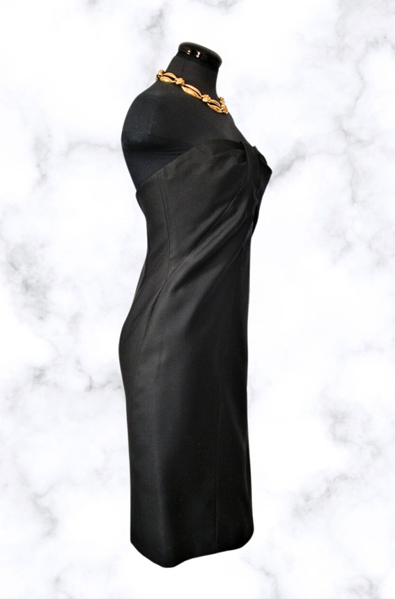 Jil Sander dress, strapless black silk sculpted s… - image 5